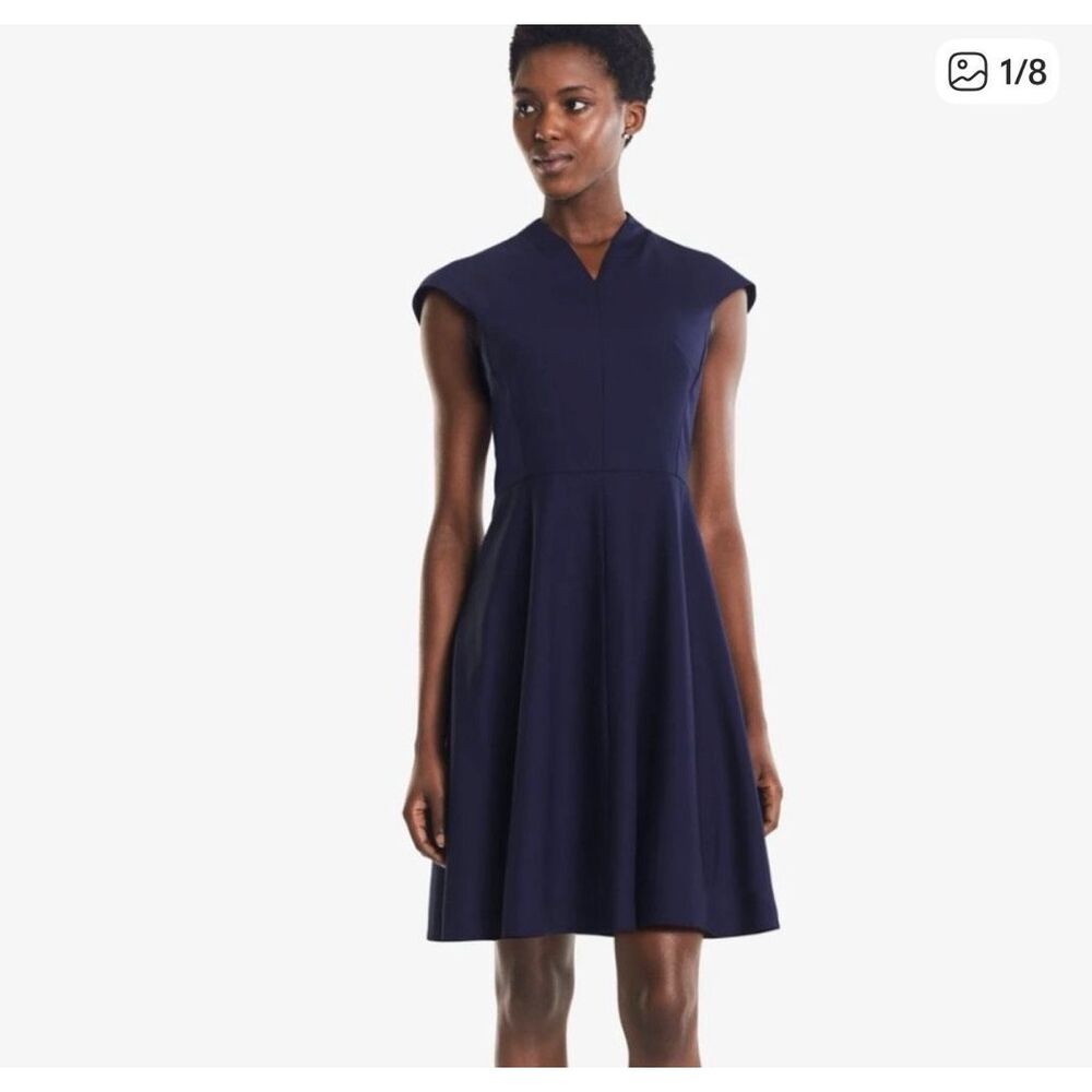 MM Lafleur the Ruth dress indigo blue wool blend